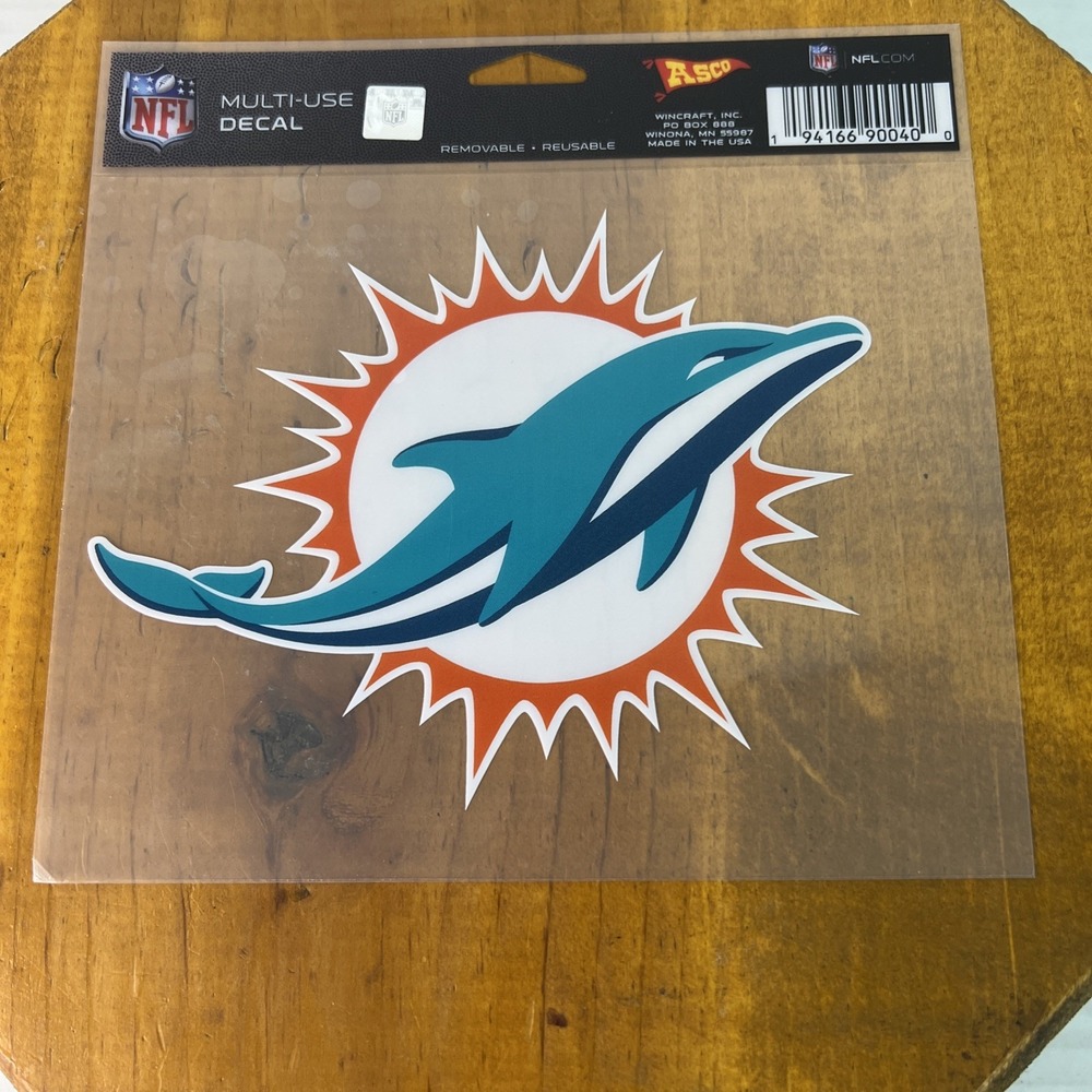 Miami Dolphin NFL Multi-Use‎ Decal Sticker Removable Resuable Rico Industries